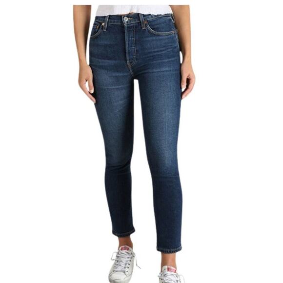 RE/DONE Comfort Stretch High Rise Crop Jean Size 25 NWT - Picture 3 of 10